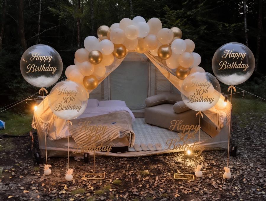 Luxury 30th birthday balloon arch and garland transformation London