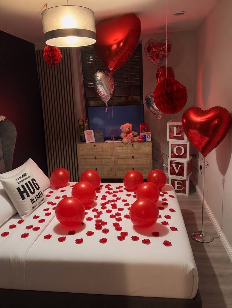 Romantic Valentine balloon room setup London